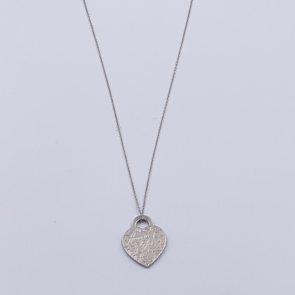 Authentic Tiffany & Co Silver 727 Fifth Ave Address Heart Tag Pendant Necklace - Picture 2 of 9